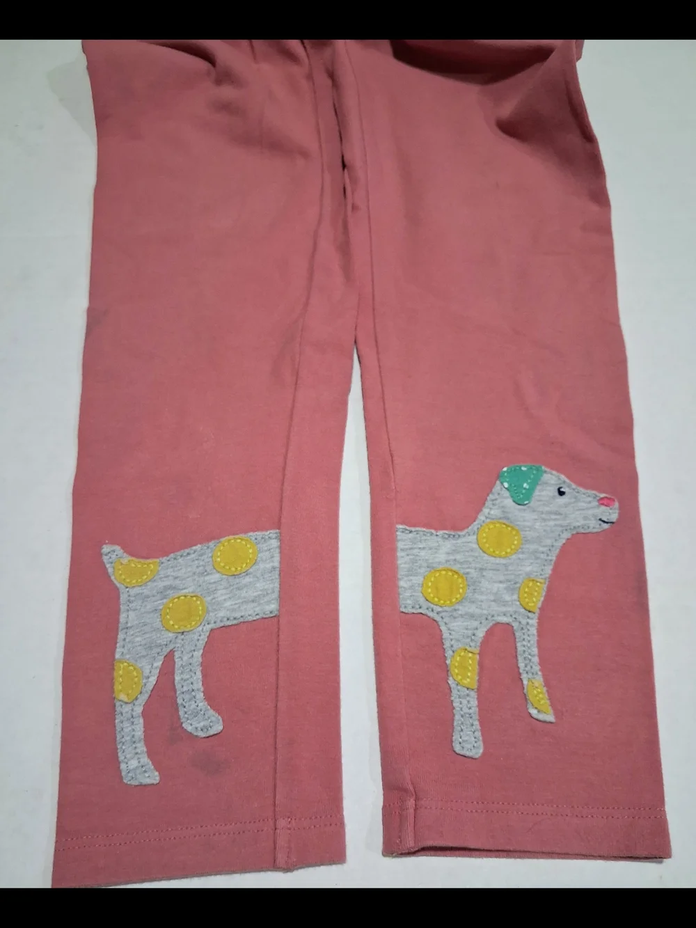 Mini Boden Girls Dusty Rose Leggings with Dog Applique 10